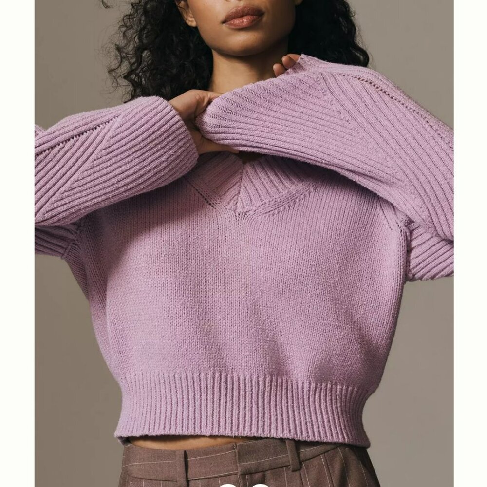 By Anthropologie Bell-Sleeve V-Neck Sweater